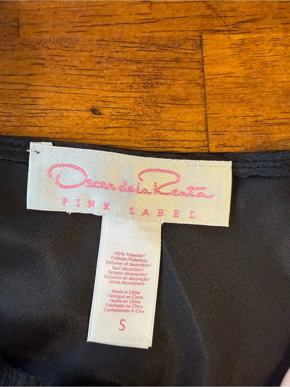 VTG Oscar de la Renta Pink Label Black Satin Lace Slip Dress Nightgown Lingerie - Picture 6 of 8